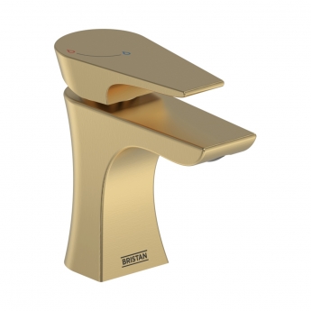 Bristan Hourglass Eco Start Basin Mixer Tap with Clicker Waste - Brushed Brass
