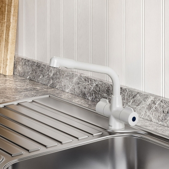 Bristan Manhattan EasyFit Mono Kitchen Sink Mixer Tap Dual Handle - White