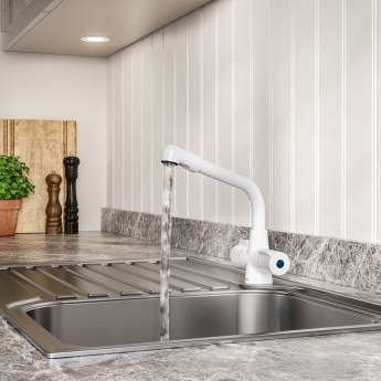 Bristan Manhattan EasyFit Mono Kitchen Sink Mixer Tap Dual Handle - White