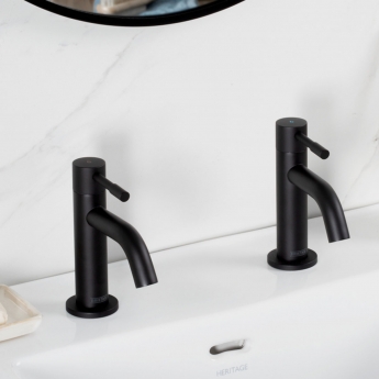 Bristan Mila Basin Taps Pair Pillar Mounted - Black