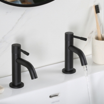 Bristan Mila Basin Taps Pair Pillar Mounted - Black