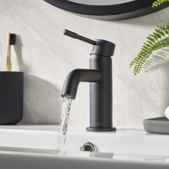 Bristan Mila Basin Mixer Tap with Clicker Waste - Black