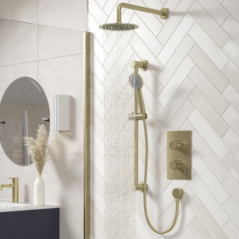 Bristan Prism Dual Concealed Mixer Shower with Shower Kit and Fixed Head - Brushed Brass