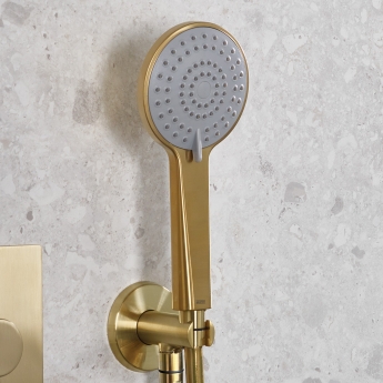 Bristan Prism Dual Concealed Mixer Shower with Shower Kit and Fixed Head - Brushed Brass | Product Image