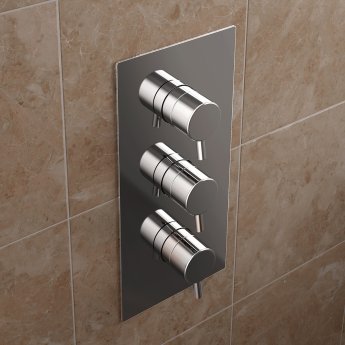 Bristan Prism Thermostatic Recessed Triple Control Shower Valve with Two Integral Stopcocks - Chrome