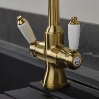 Bristan Renaissance EasyFit Mono Kitchen Sink Mixer Tap Dual Handle - Brushed Brass