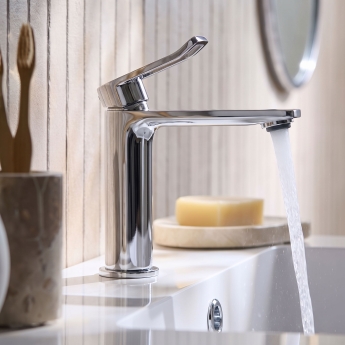 Bristan Saffron Eco Start Basin Mixer Tap with Clicker Waste - Chrome | Product Image