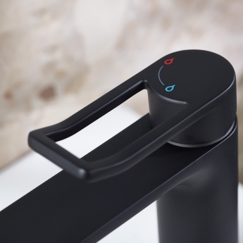Bristan Saffron Eco Start Small Basin Mixer Tap with Clicker Waste - Black | Product Image