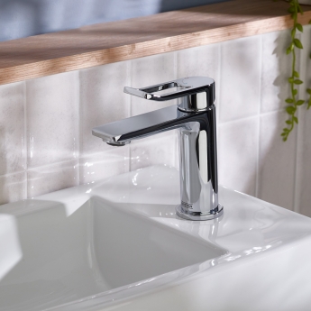 Bristan Saffron Eco Start Small Basin Mixer Tap with Clicker Waste - Chrome | Product Image