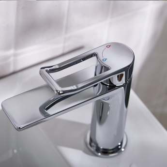 Bristan Saffron Eco Start Small Basin Mixer Tap with Clicker Waste - Chrome | Product Image