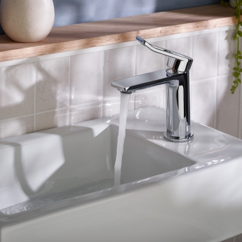 Bristan Saffron Eco Start Small Basin Mixer Tap with Clicker Waste - Chrome | Product Image