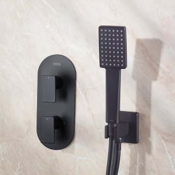Bristan Tangram Dual Concealed Mixer Shower with Fixed Head and Handset - Black | Product Image