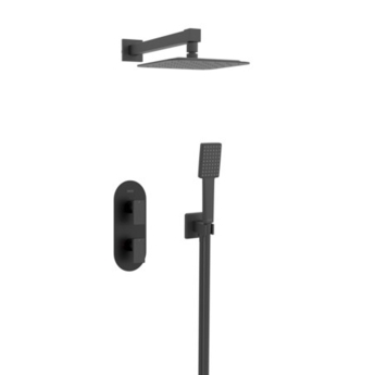 Bristan Tangram Dual Concealed Mixer Shower with Fixed Head and Handset - Black | Product Image