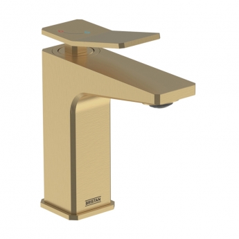 Bristan Tangram Eco Start Basin Mixer Tap with Clicker Waste - Brushed Brass