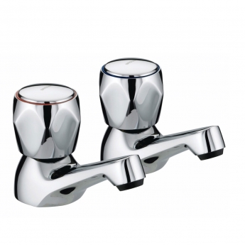 Bristan Value Club Basin Taps with Metal Heads - Chrome Plated