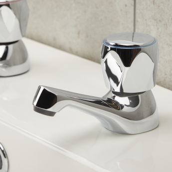 Bristan Value Club Basin Taps with Metal Heads - Chrome Plated