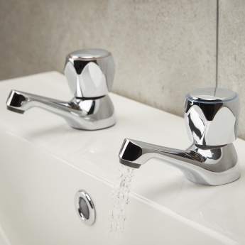 Bristan Value Club Basin Taps with Metal Heads - Chrome Plated
