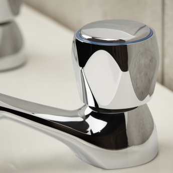 Bristan Value Club Basin Taps with Metal Heads - Chrome Plated
