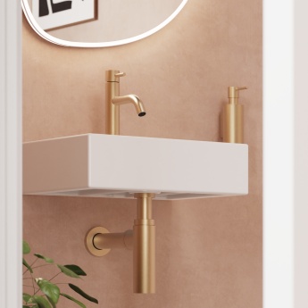 Britton Minimalist Basin Bottle Trap Brushed Brass | Product Image