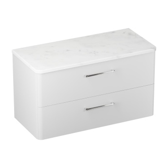 Britton Camberwell 1000mm Wall Hung Countertop Vanity Unit with Carrara Marble Effect Worktop | Product Image