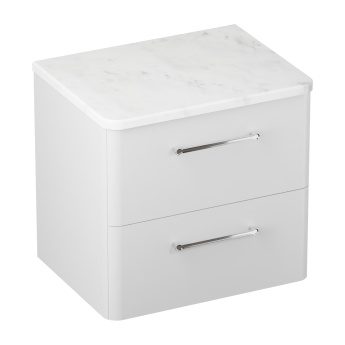 Britton Camberwell 600mm Wall Hung Countertop Vanity Unit with Carrara Marble Effect Worktop | Product Image