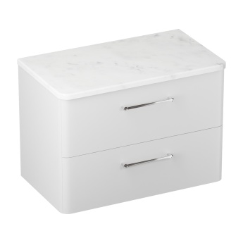 Britton Camberwell 800mm Wall Hung Countertop Vanity Unit with Carrara Marble Effect Worktop | Product Image