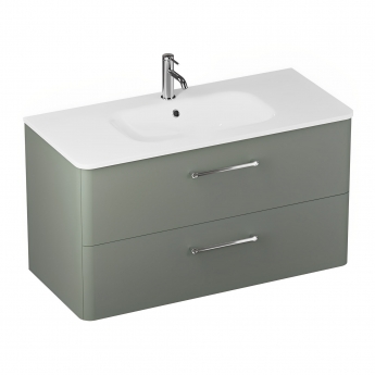 Britton Camberwell Wall Hung 2-Drawer Vanity Unit with Basin 1000mm Wide - Earthy Green