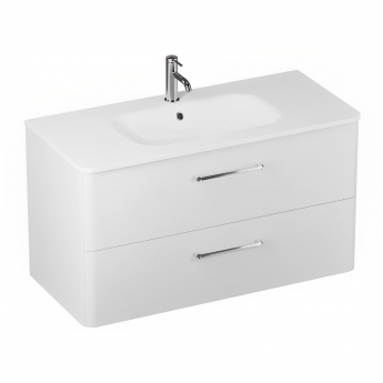 Britton Camberwell Wall Hung 2-Drawer Vanity Unit with Basin 1000mm Wide - Frosted White