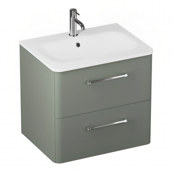 Britton Camberwell Wall Hung 2-Drawer Vanity Unit with Basin 600mm Wide - Earthy Green
