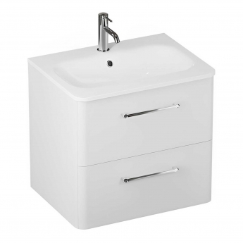 Britton Camberwell Wall Hung 2-Drawer Vanity Unit with Basin 600mm Wide - Frosted White