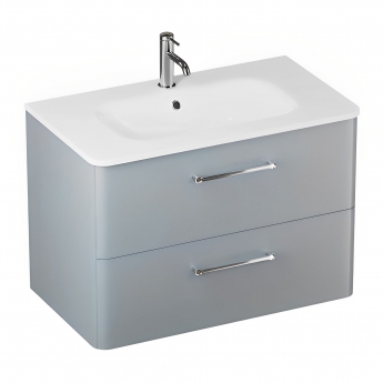 Britton Camberwell Wall Hung 2-Drawer Vanity Unit with Basin 800mm Wide - Dusty Blue