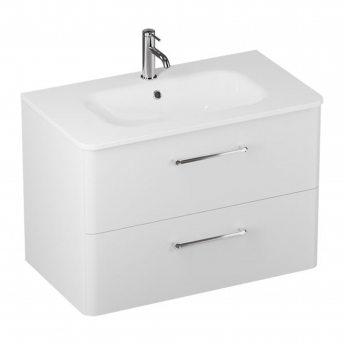 Britton Camberwell Wall Hung 2-Drawer Vanity Unit with Basin 800mm Wide - Frosted White
