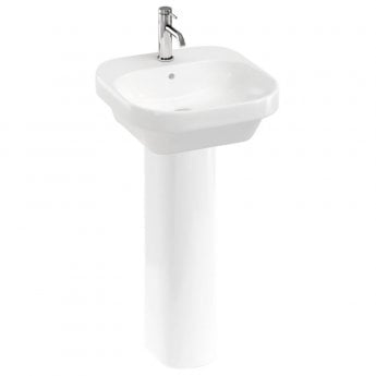 Britton Curve2 Basin with Full Pedestal 450mm Wide - 1 Tap Hole