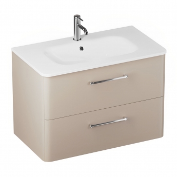Britton Camberwell Wall Hung 2-Drawer Vanity Unit with Basin 800mm Wide - Warm Beige