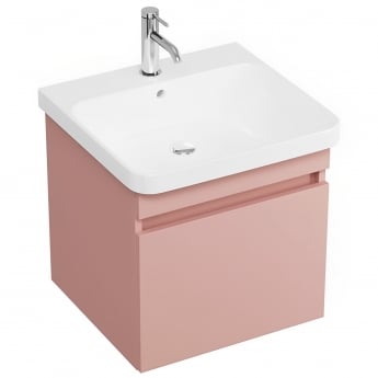 Britton Dalston Wall Hung 1-Drawer Vanity Unit with Basin 500mm Wide - Matt Pink