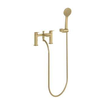 Britton Greenwich Brushed Brass 2 Tap Hole Bath Shower Mixer Tap with Handset | Product Image