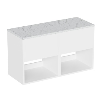 Britton Hackney 1000mm Twin Wall Hung Countertop Vanity Unit with Marble Effect Worktop | Product Image