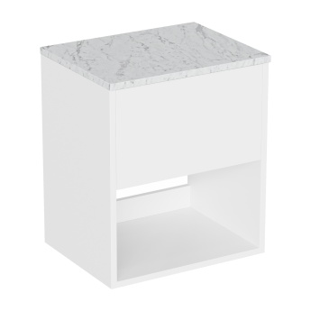 Britton Hackney 500mm Wall Hung Countertop Vanity Unit with Marble Effect Worktop | Product Image
