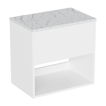 Britton Hackney 600mm Wall Hung Countertop Vanity Unit with Marble Effect Worktop | Product Image