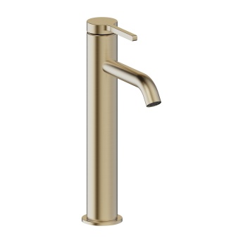 Britton Hoxton 2.0 Brushed Brass Tall Mono Basin Mixer Tap | Product Image
