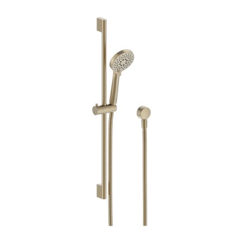 Britton Hoxton 2.0 Brushed Brass Dual Outlet Concealed Thermostatic Shower Set with Fixed Head and Slide Rail Kit | Product Image