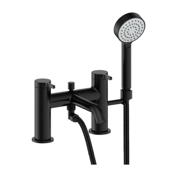 Britton Hoxton 2.0 Matt Black 2 Tap Hole Bath Shower Mixer Tap with Handset | Product Image