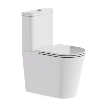 Britton Hoxton Round Rimless Fully Back to Wall Close Coupled Toilet (inc Soft Close Seat) | Product Image
