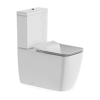 Britton Hoxton Square Rimless Fully Back to Wall Close Coupled Toilet (inc Soft Close Seat) | Product Image