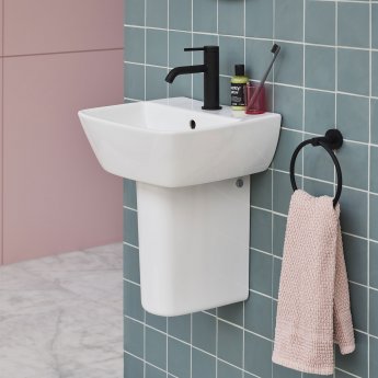 Britton My Home Basin with Semi Pedestal 500mm Wide - 1 Tap Hole