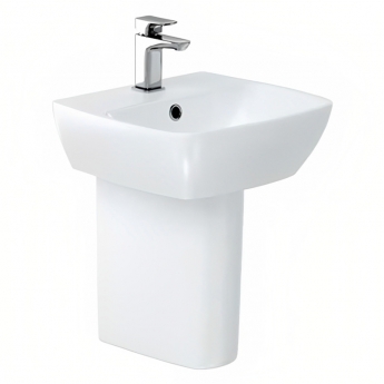 Britton My Home Basin with Semi Pedestal 550mm Wide - 1 Tap Hole