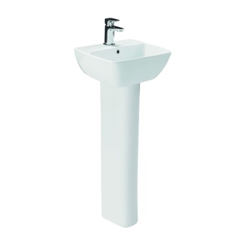 Britton MyHome Gloss White 400mm 1TH Basin and Full Pedestal | Product Image