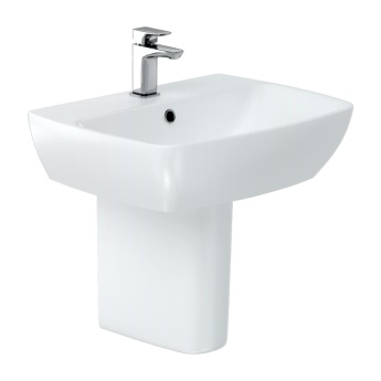 Britton MyHome Gloss White 500mm 1TH Basin and Semi Pedestal | Product Image