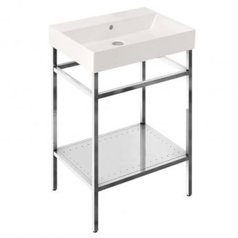 Britton Shoreditch Frame 600mm Wide Basin with Polished Stainless Steel Washstand - 0TH