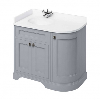 Burlington 100 Curved LH 3-Door Vanity Unit and White Basin 1000mm Wide Grey - 0 Tap Hole